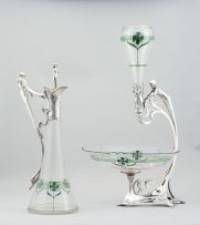 An Art Nouveau Plewkiewicz electroplate-mounted glass centrepiece, early 20th century
