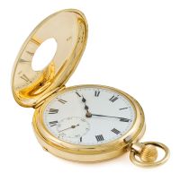 Gold half-hunting cased keyless lever watch, maker's initials R & S, Sheffield, 1899