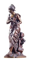 A bronze figure of a maiden, Eutrope Bouret (1833-1906)