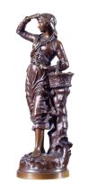 A bronze figure of a mussel catcher, Charles Anfrie (1833-1905)