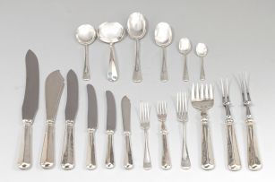 A part set of silver 'Rat-Tail' pattern flatware, Gee & Holmes, Sheffield, 1977