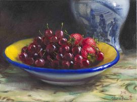 Mari Vermeulen-Breedt; Cherries and Strawberries in a Bowl