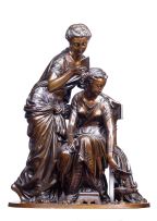 A French bronze figural group, 'Knowledge', after Jean Louis Gregoire (1840-1890)