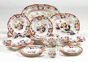 A Mason's Patent Ironstone Earthenware 'Mikado' pattern part dinner service, late 19th/early 20th century