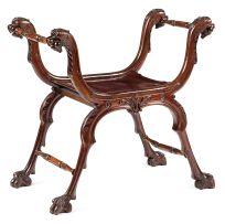 A mahogany occasional stool, possibly Italian