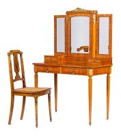 A satinwood and parquetry gilt-metal mounted dressing table, late 19th/early 20th century