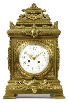 A brass mantel clock, late 19th century