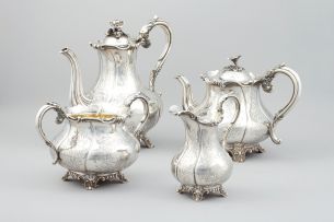 A Victorian silver four-piece tea and coffee service, Charles Reily & George Storer, London, 1842-1843