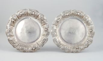A pair of George IV silver plates, Edward Farrell, London, 1824