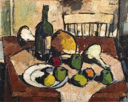 Wim Blom; Still Life with Fruit and Wine on a Table