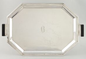 A George VI silver two-handled tray, makers' mark K & L, Birmingham, 1938
