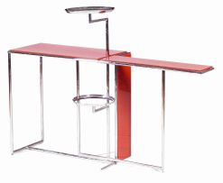 An Eileen Gray 'Rivoli' chromium-plated steel and coral lacquer tea table, introduced 1928