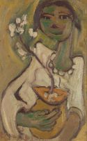 Frans Claerhout; Woman Holding a Flower Pot