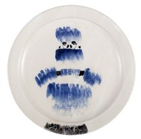 Robert Hodgins; Black Gloves & Blue Furs; Head; From Knossos, three ceramic plates