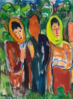Irma Stern; Four Figures in a Verdant Landscape