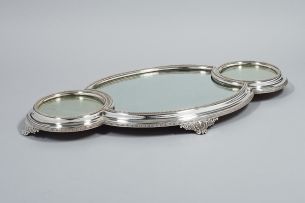 A late Victorian silver mirror plateau, Walker and Hall, London, 1895