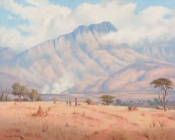 Willem Hermanus Coetzer; Transvaal Landscape with Figures