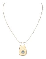 Silver, ivory and aquamarine pendant, Erich Frey, 1960s