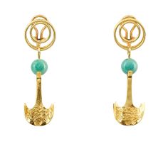 Gold and turquoise pendant earrings