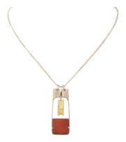 Gold, silver and carnelian pendant, Erich Frey, 1970s