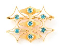 Gold and zircon brooch, Erich Frey, 1970s