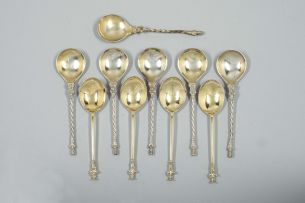 A set of six Victorian silver-gilt Apostle spoons, Charles Boyton, London, 1880