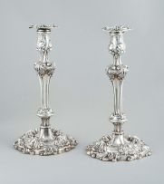 A pair of George IV silver candlesticks, Waterhouse, Hodson & Co, Sheffield, circa 1822