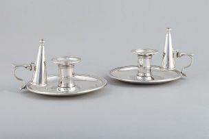 A pair of William IV silver chambersticks, Paul Storr, London, 1830
