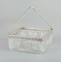 A Russian silver-mounted glass basket, Kiev, late 19th century