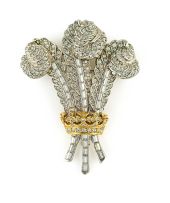 Replica of the 'Arms of The Prince of Wales' plume brooch, designed by Attwood & Sawyer, retailed by Ciro, circa 1987