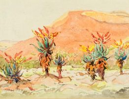 Walter Battiss; Aloes near a River