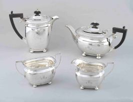 A George V silver four-piece tea service, Elkington & Co, Birmingham, 1914