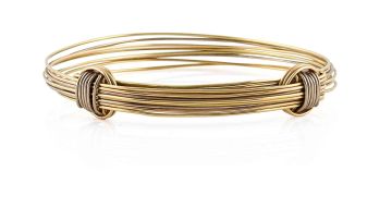 Three colour gold seven-strand bracelet