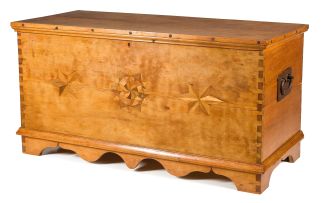 A West Coast inlaid cedarwood chest, 19th century