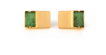 Pair of Transvaal jade and gold cufflinks, Erich Frey, 1970s