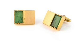 Pair of Transvaal jade and gold cufflinks, Erich Frey, 1970s
