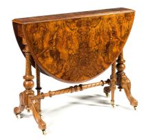 A Victorian walnut drop-side table