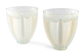 A pair of opalescent glass vases, French, 1930s