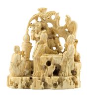 A Chinese ivory figural group, 19th century