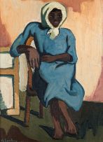 Maggie Laubser; Figure of a Woman with a Head Scarf, Seated
