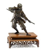 A Japanese bronze figure of a samurai warrior, Meiji Period (1868-1912)