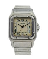 Cartier 'Santos' stainless steel quartz bracelet watch