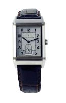 Stainless steel Jaeger-Le Coultre 'Reverso' rectangular wristwatch