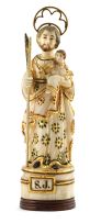 An Indo-Portuguese ivory and polychrome figure of St Joseph and the Christ Child, late 18th/early 19th century