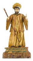 An Indo-Portuguese ivory and giltwood figure of St Augustine, late 18th/early 19th century