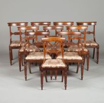 A set of ten mahogany dining chairs, first half 19th century