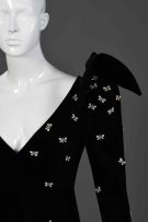 A black velvet evening gown