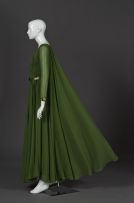 A spring green pure silk Georgette evening gown