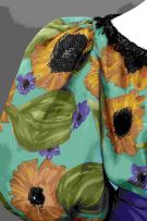 A sunflower printed pure silk gazar evening blouse