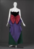 A gala gown with black velvet bodice